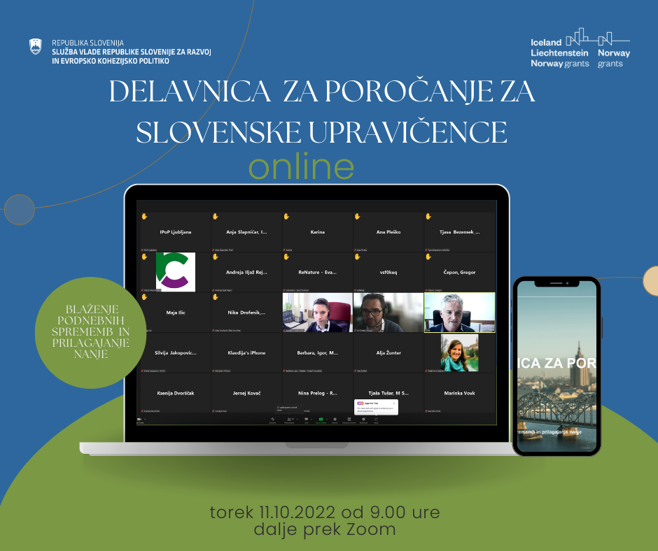 Delavnica za poročanje za slovenske upravičence – Program Blaženje podnebnih sprememb in prilagajanje nanje
