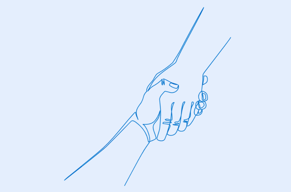 The handshake of two sketched hands