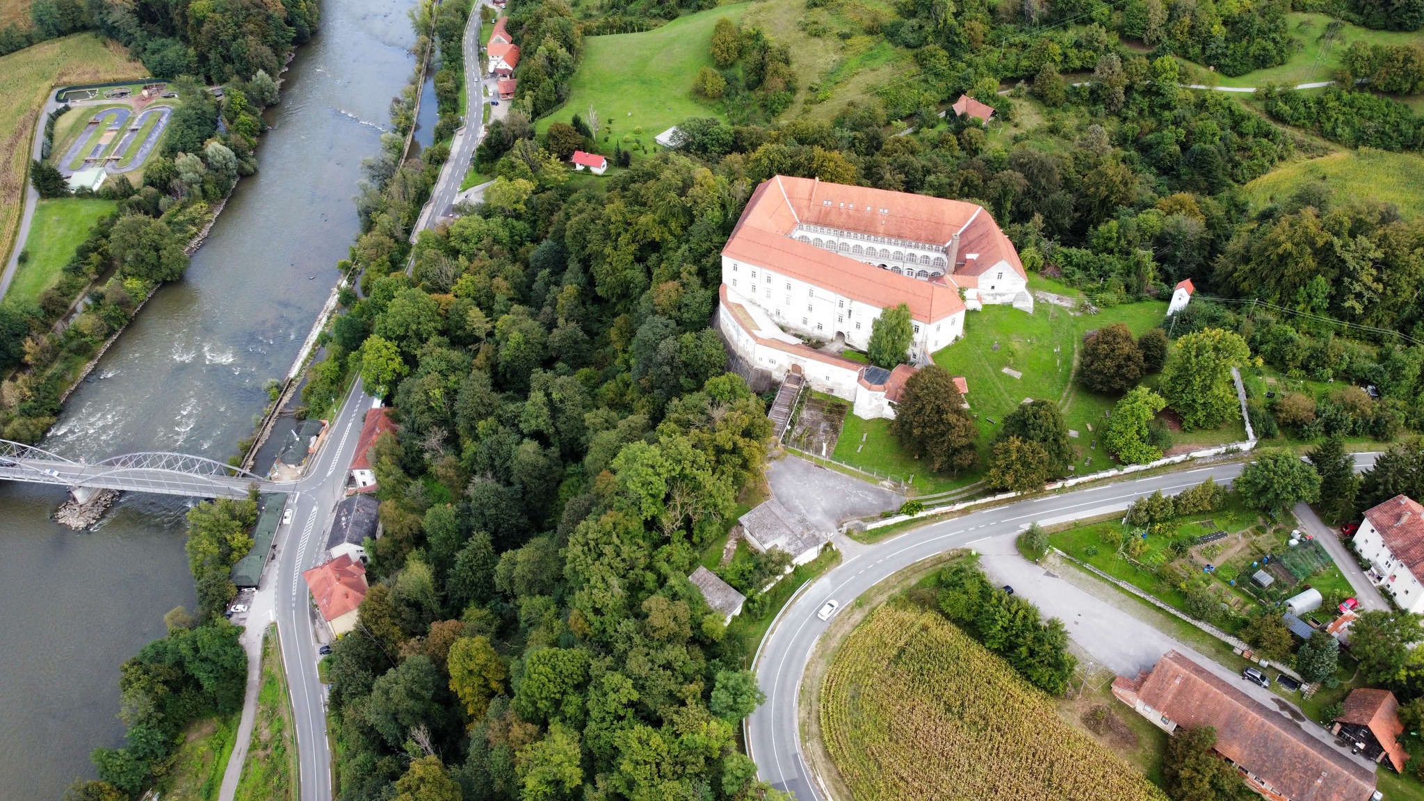 Aerial view of the castle and surroundings