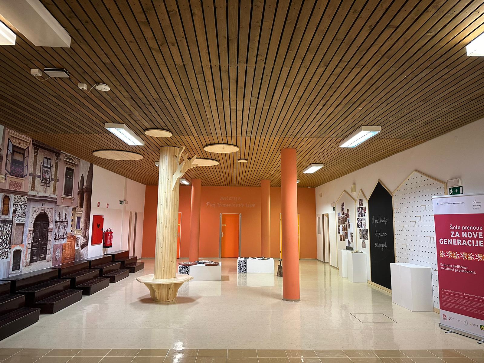 An empty school corridor gets a new look
